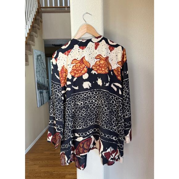 Vintage Anthony Marc Hankins Open Front Tribal Ruana Lagenlook Wrap Sz XL - Picture 2 of 5